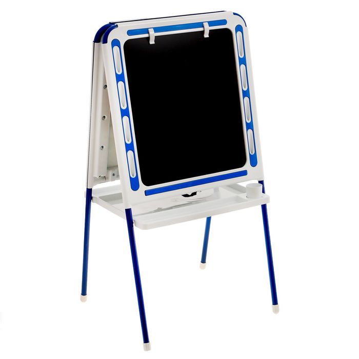 Мольберт двухсторонний с зажимами для бумаги, цвет бело-синий