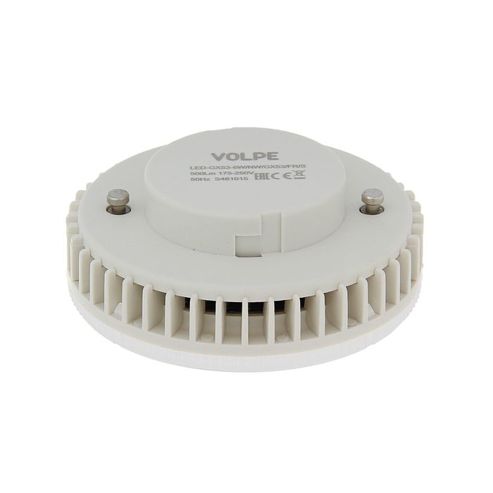 Лампа светодиодная Volpe, GX53, 6 Вт, 250 В, 4500 К, термопластиковый корпус, свет белый