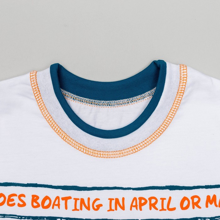 Комплект для мальчика (футболка+шорты), рост 122 см (7 лет), цвет тёмно-бирюзовый/белый (арт. Н464)