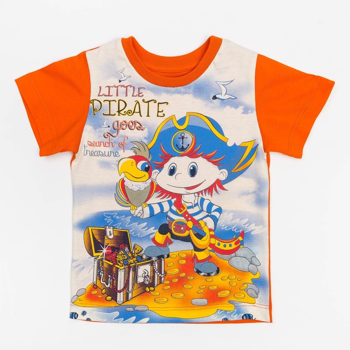 Футболка для мальчика, рост 92 см (2 года), цвет оранжевый/экрю (арт. Н012)