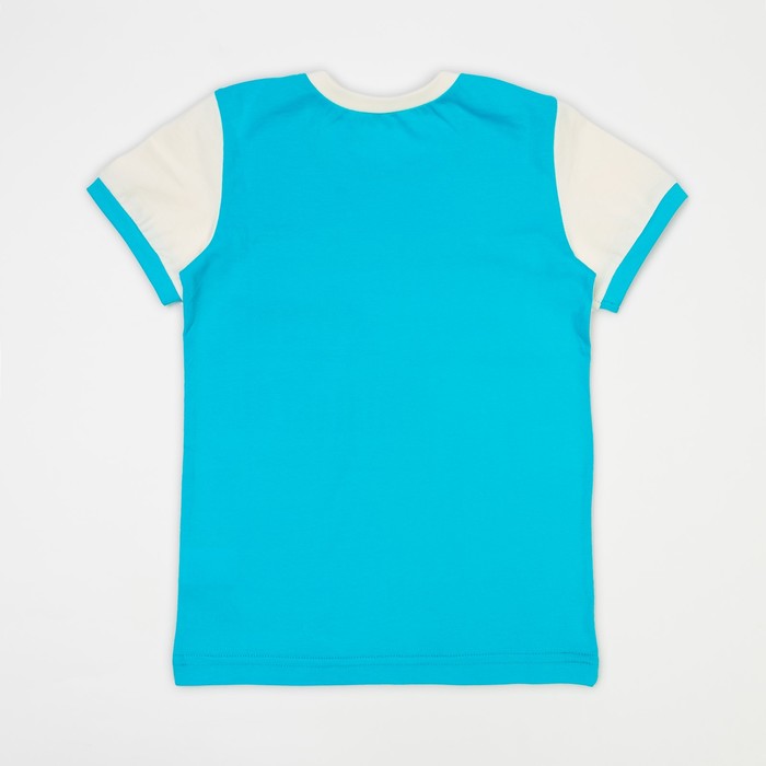 Футболка для мальчика, рост 122 см (7 лет), цвет бирюзовый/экрю (арт. Н224)