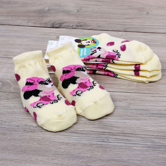 Носки детские "Дисней беби: Минни с яблоками", Минни Маус, 12-14 см, 1-2 года, 100% хлопок