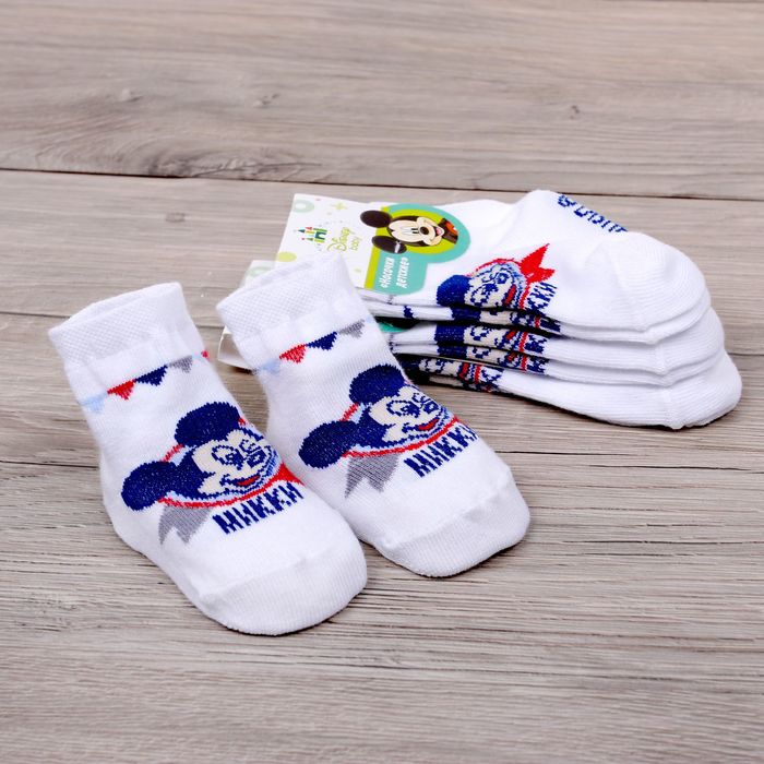 Носки детские "Дисней бэби: Микки с флажками" 12-14 см, 1-2 г., 80% хл.,17% п/э, 3% эл.