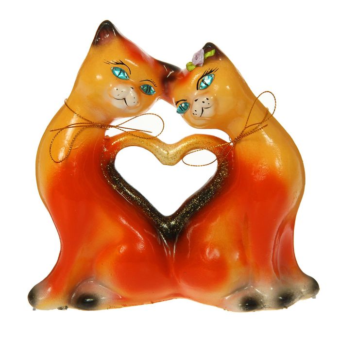 Копилка "Котики с сердцем" малая, глянец, рыжая