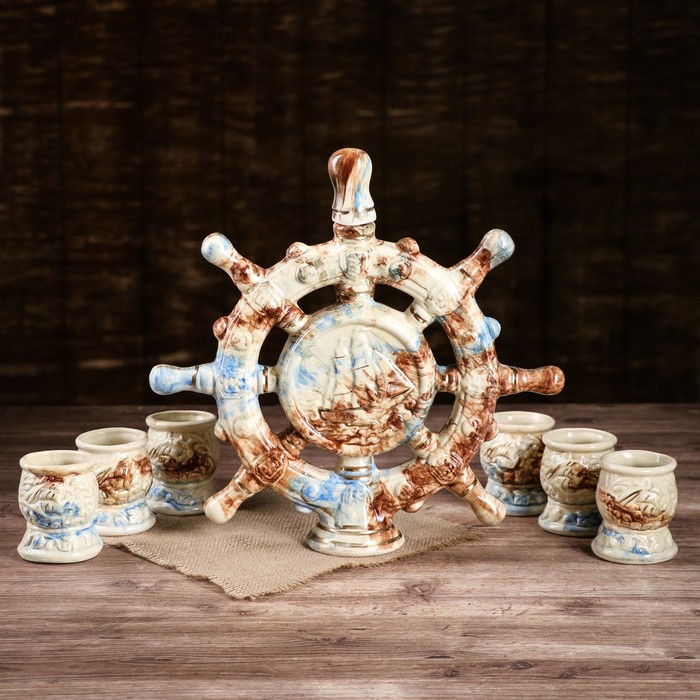 Штоф с рюмками &quot;Штурвал&quot; 7 предметов, 1/0,1 л, микс