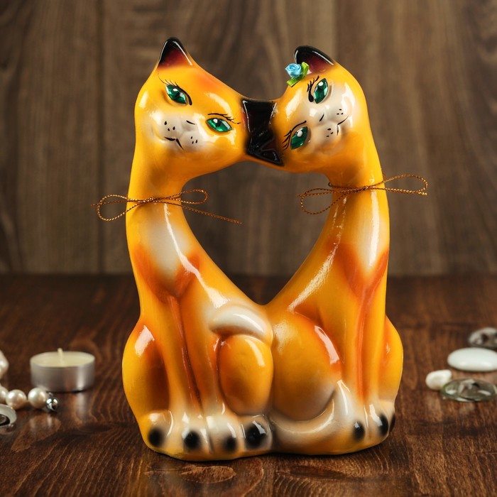 Копилка "Парочка котиков" глянец, жёлтая