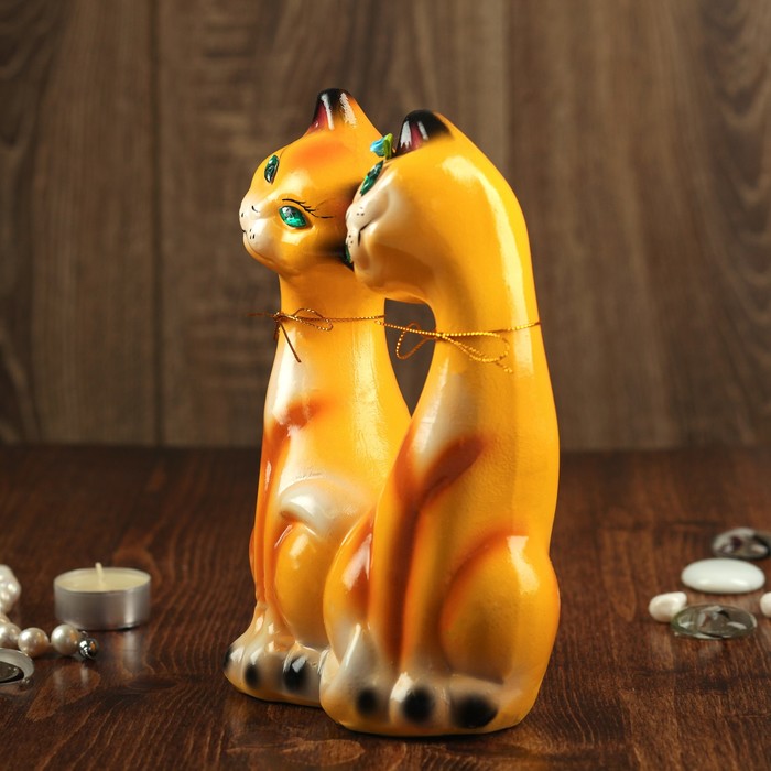 Копилка "Парочка котиков" глянец, жёлтая