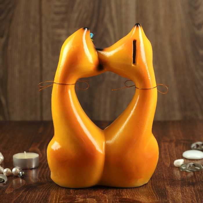 Копилка "Парочка котиков" глянец, жёлтая