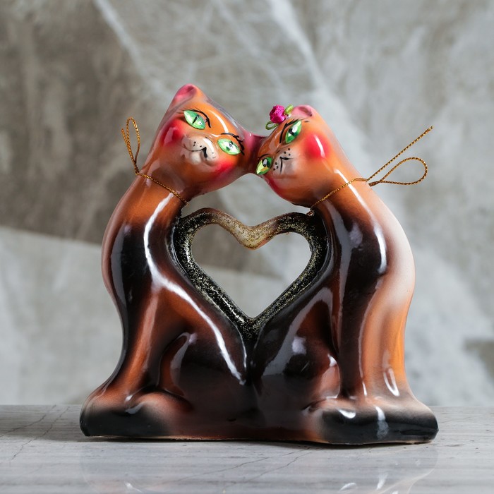 Копилка "Котики с сердцем" мини, глянец, бежевая