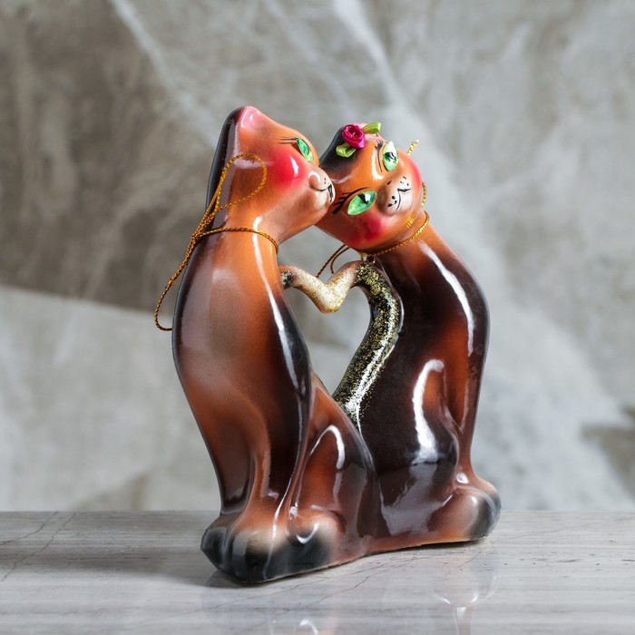 Копилка "Котики с сердцем" мини, глянец, бежевая