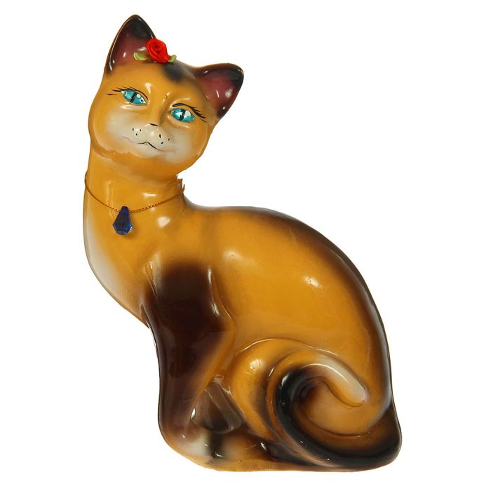 Копилка "Кошка Шарлотта" глянец, бежево-шоколадная