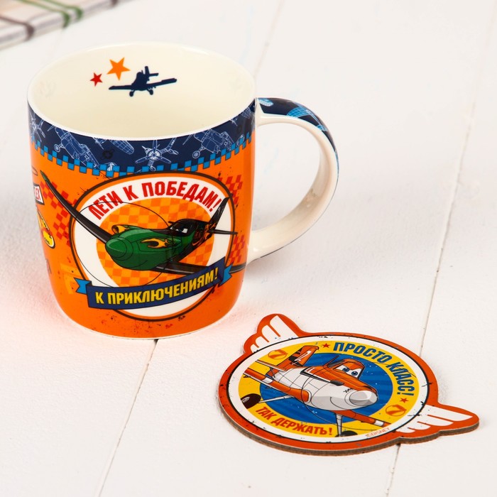 Набор кружка с подставкой "Настоящий друг" Самолеты, 350 мл