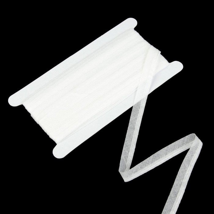 Тесьма усиленная клеевая с прошивкой, ширина 10мм, 10м, цвет белый