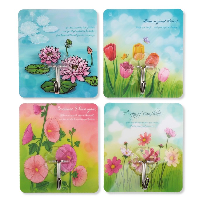 Крючок-наклейка "Flowers", цвет МИКС