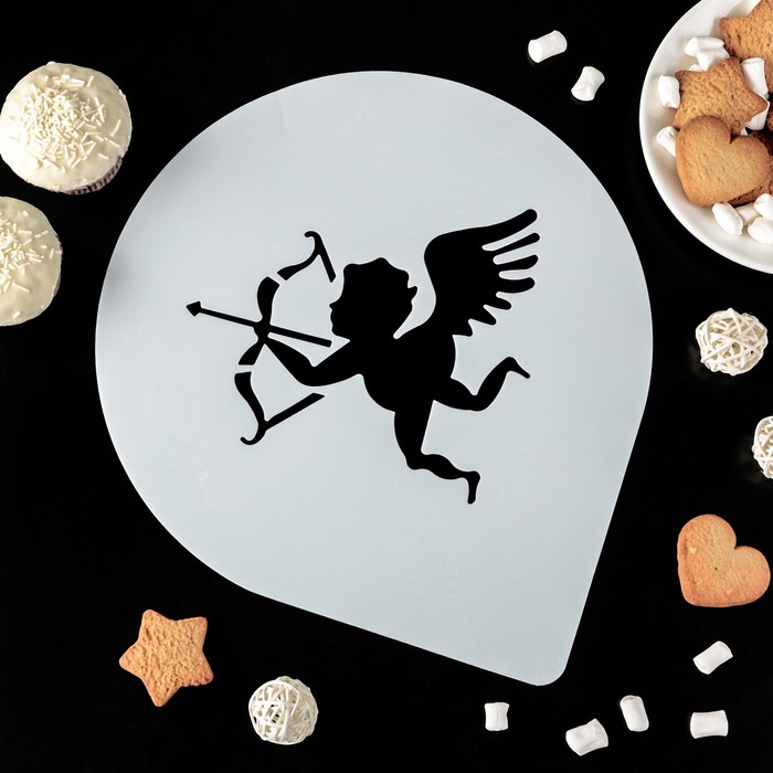 Трафарет для выпечки и кофе 25,5 см "Амур", декор МИКС