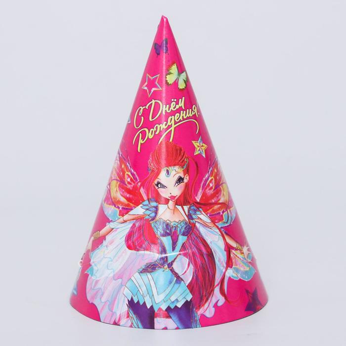 Колпак (набор 6 шт) "С Днем Рождения", феи ВИНКС: Блум