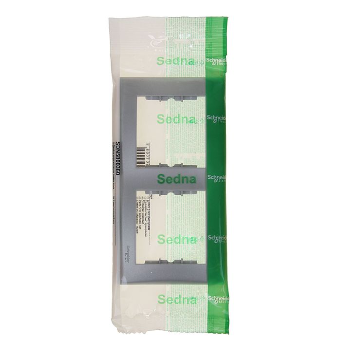 Рамка " Sedna" SchE SDN5800360, двухместная, горизонтальная, цвет алюминий