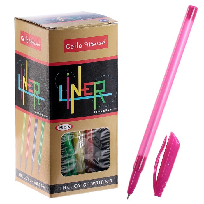 Ручка шариковая 0,6мм стержень синий корпус Неон Полоски МИКС