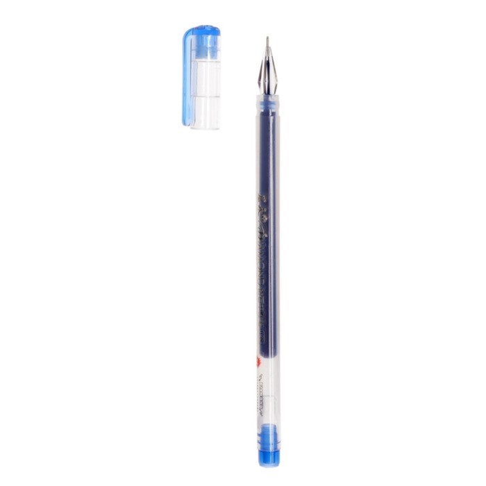 Ручка гелевая Кристалл 0.38 мм, синий, корпус прозрачный, безстержневая, игольчатый пишущий узел