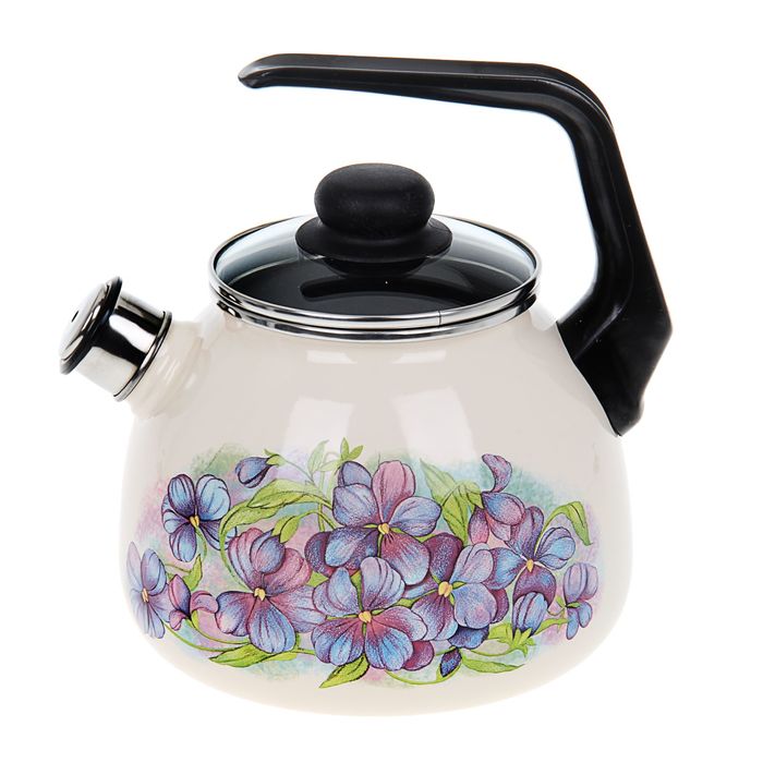 Чайник со свистком 3 л "Фиалка", фиксированная ручка