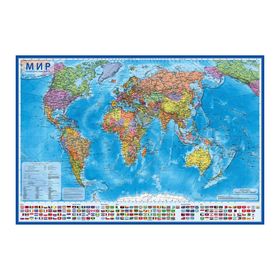 Интерактивная карта мира политическая, 101 х 70 см, 1:32 М, ламинированная, настенная