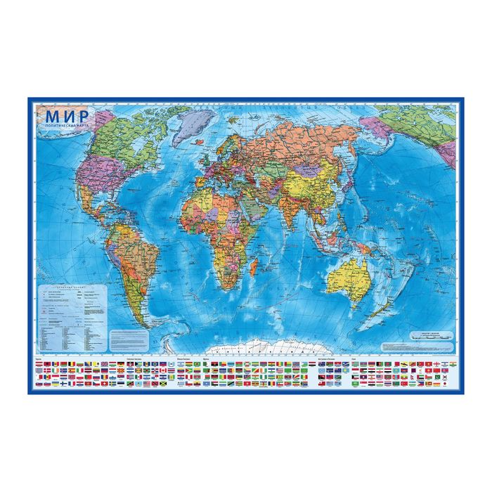 Географическая карта мира политическая, 101 х 70 см, 1:32 М, ламинированная, настенная карта мира физическая настенная 101 х 69 см 1 27 5м на рейках ламинированная