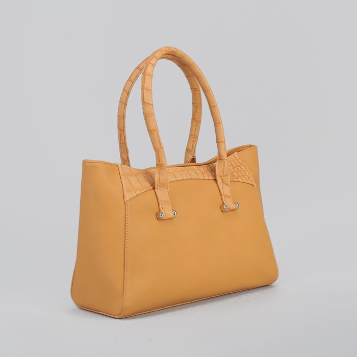 Сумка женская на молнии, 3 отдела, 1 наружный карман, бежевая