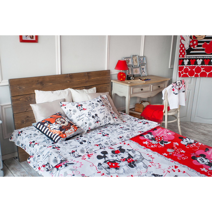 Постельное бельё 1,5 сп "Микки Маус и друзья: Микки и Минни", размер 143х215 см, 150х214 см, 50х70 см-1 шт., 100% хлопок