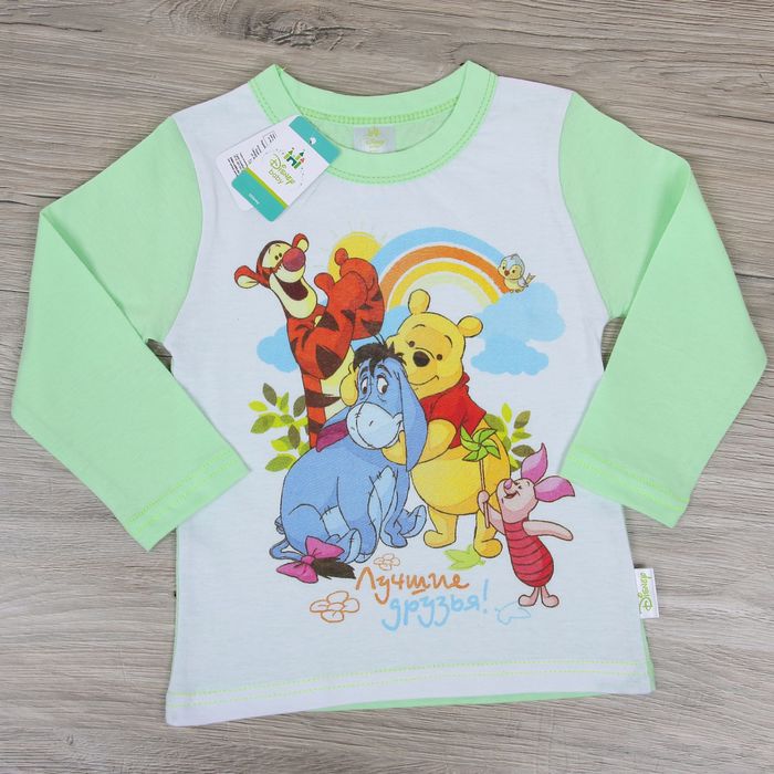Футболка с длинным рукавом детская "Медвежонок Винни: Лучшие друзья". Дисней беби, рост 98-104 (60) см, 3 года, 100% хлопок