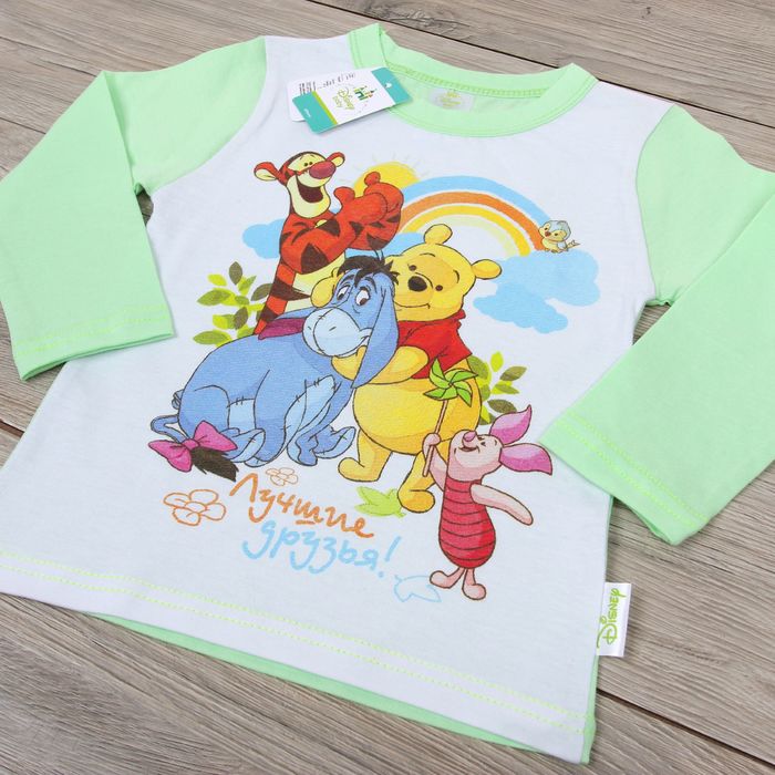 Футболка с длинным рукавом детская "Медвежонок Винни: Лучшие друзья". Дисней беби, рост 98-104 (60) см, 3 года, 100% хлопок