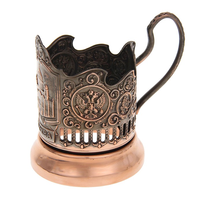 Подстаканник медный "Храм Христа Спасителя", (стакан d=6,1 см)