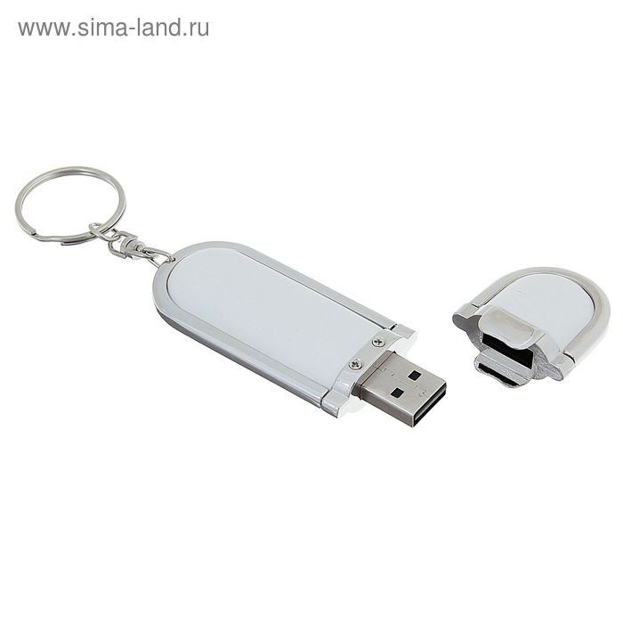 

Флешка, 8 Гб, USB2.0, металл, под лазерную гравировку/тампопечать, белая кожа