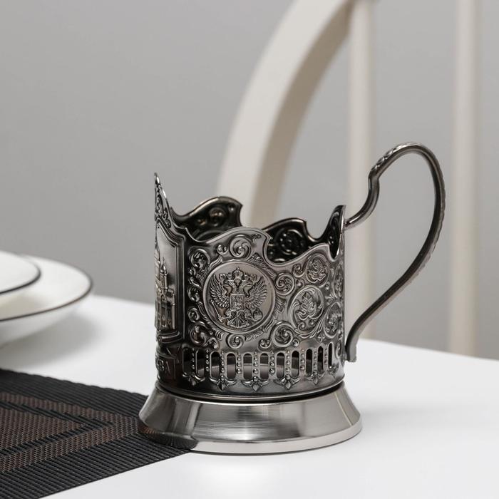 Подстаканник "Храм Христа Спасителя", (стакан d=6,1 см), никелированный, с чернением