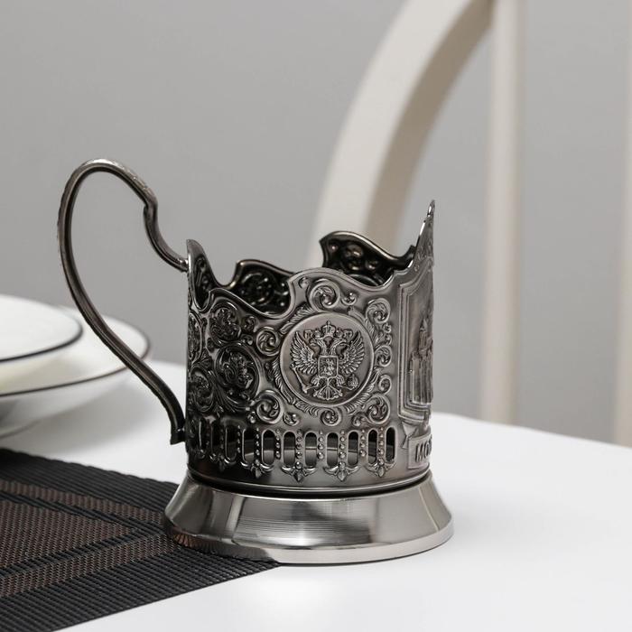 Подстаканник "Храм Христа Спасителя", (стакан d=6,1 см), никелированный, с чернением