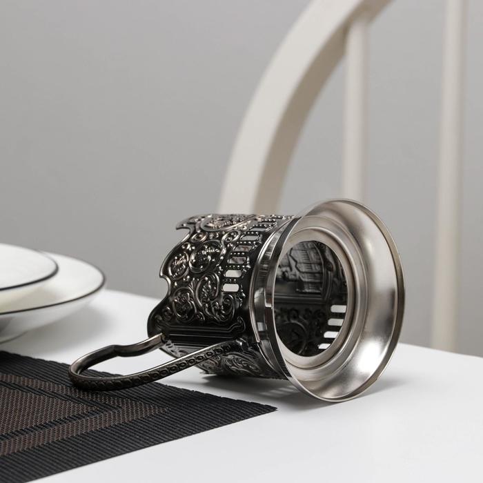 Подстаканник "Храм Христа Спасителя", (стакан d=6,1 см), никелированный, с чернением