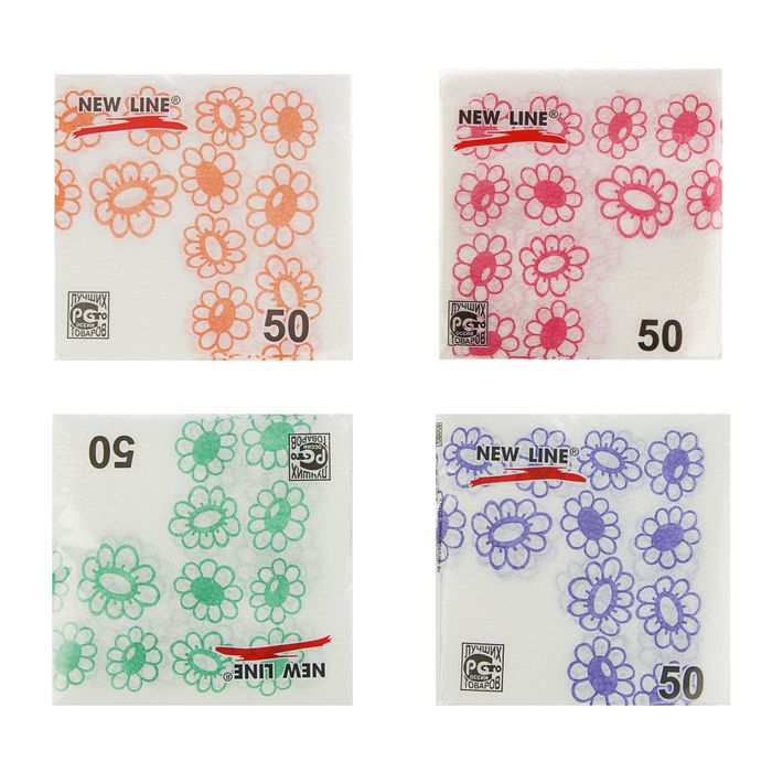 Салфетки бумажные Новая линия Ромашка, 50 л  микс