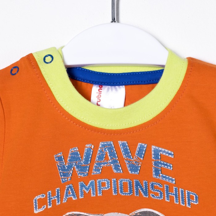 Комплект ясельный (футболка, шорты), рост 86 см (52), цвет оранжевый/синий