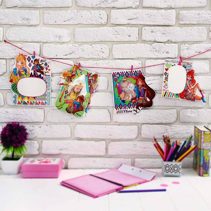 Гирлянда - набор фоторамок на прищепках "Флора", 4 шт, феи Винкс