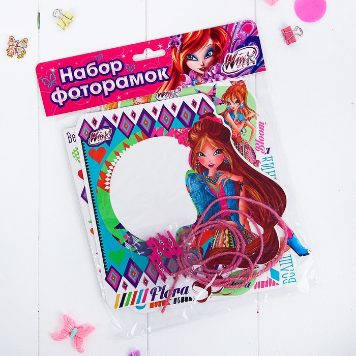 Гирлянда - набор фоторамок на прищепках "Флора", 4 шт, феи Винкс