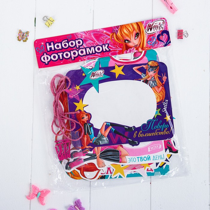 Гирлянда - набор фоторамок на прищепках "Школа волшебниц", 4 шт, феи Винкс