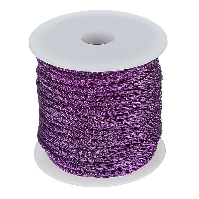 Плетеные нитки. Шнур для макраме Люрекс. Фиолетовая плетеная пряжа. Нитка полипропиленовая для макраме 5мм. Нить мелочь=.