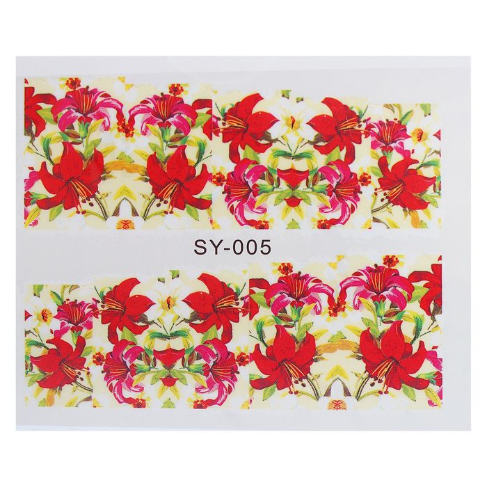 Слайдер-дизайн для ногтей "Букет лилий", разноцветный