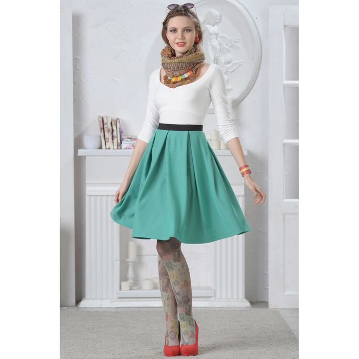 Юбка женская, размер 44, рост 164 см, цвет мятный/черный 4655