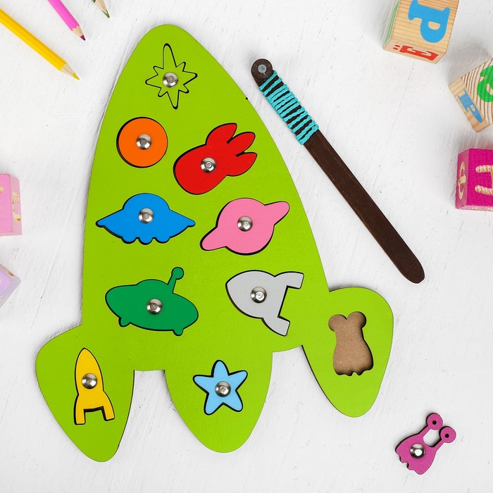 Пазл-рыбалка магнитный "Космос", МИКС