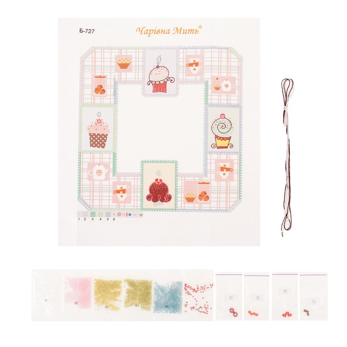 Набор для вышивания бисером "Часы с пироженками"