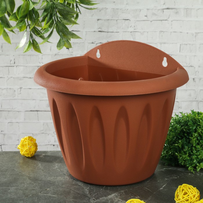 Кашпо настенное d=20 см "Фелиция", цвет терракот