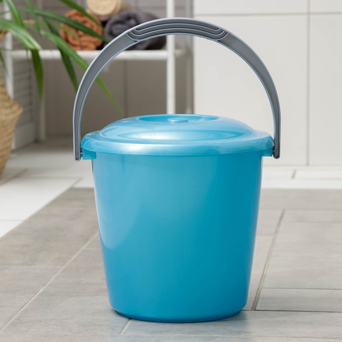 Ведро с крышкой 7 л "Соло", цвет бирюзовый перламутр