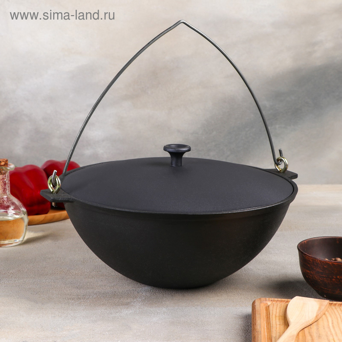 

Котел чугунный, 5 л, с дужками и алюминиевой крышкой