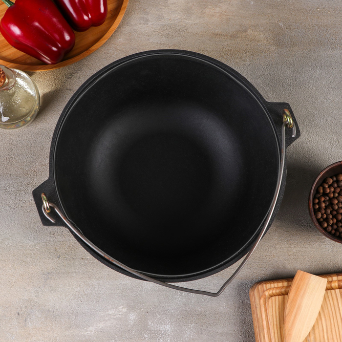 Котел чугунный 3 л с дужками и алюминиевой крышкой