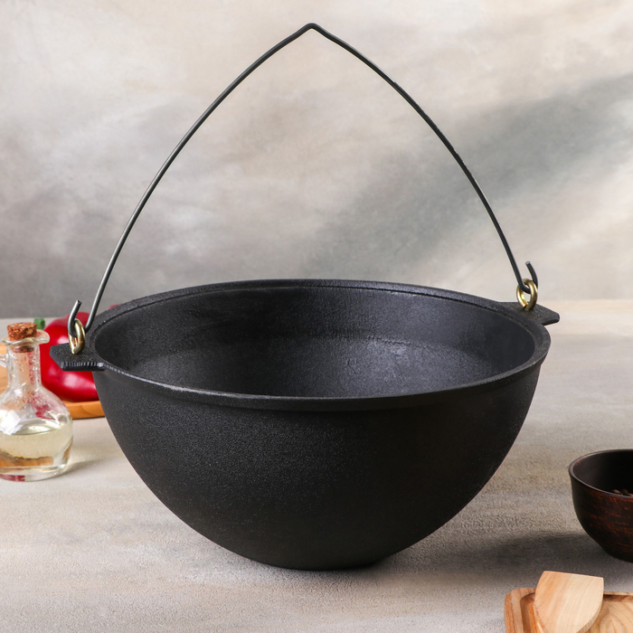 Казан 7 л, с дужками и алюминиевой крышкой (стенки 4 мм)